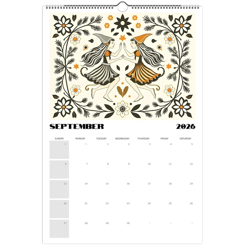 Swedish Folk Art 2026 Wall Calendar – Dala Horse & Kurbits Design | Nordic Wall Art Calendar | Scandinavian Home Décor Gift image 6