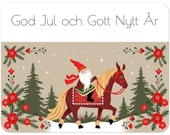 Swedish Folk Art Christmas Postcards – Dala Horse Holiday Set
