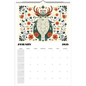 Swedish Folk Art 2026 Wall Calendar – Dala Horse & Kurbits Design | Nordic Wall Art Calendar | Scandinavian Home Décor Gift image 5