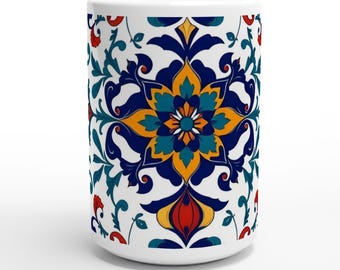 Taza de café con diseño de patrón turco – Elegante diseño de azulejos otomanos