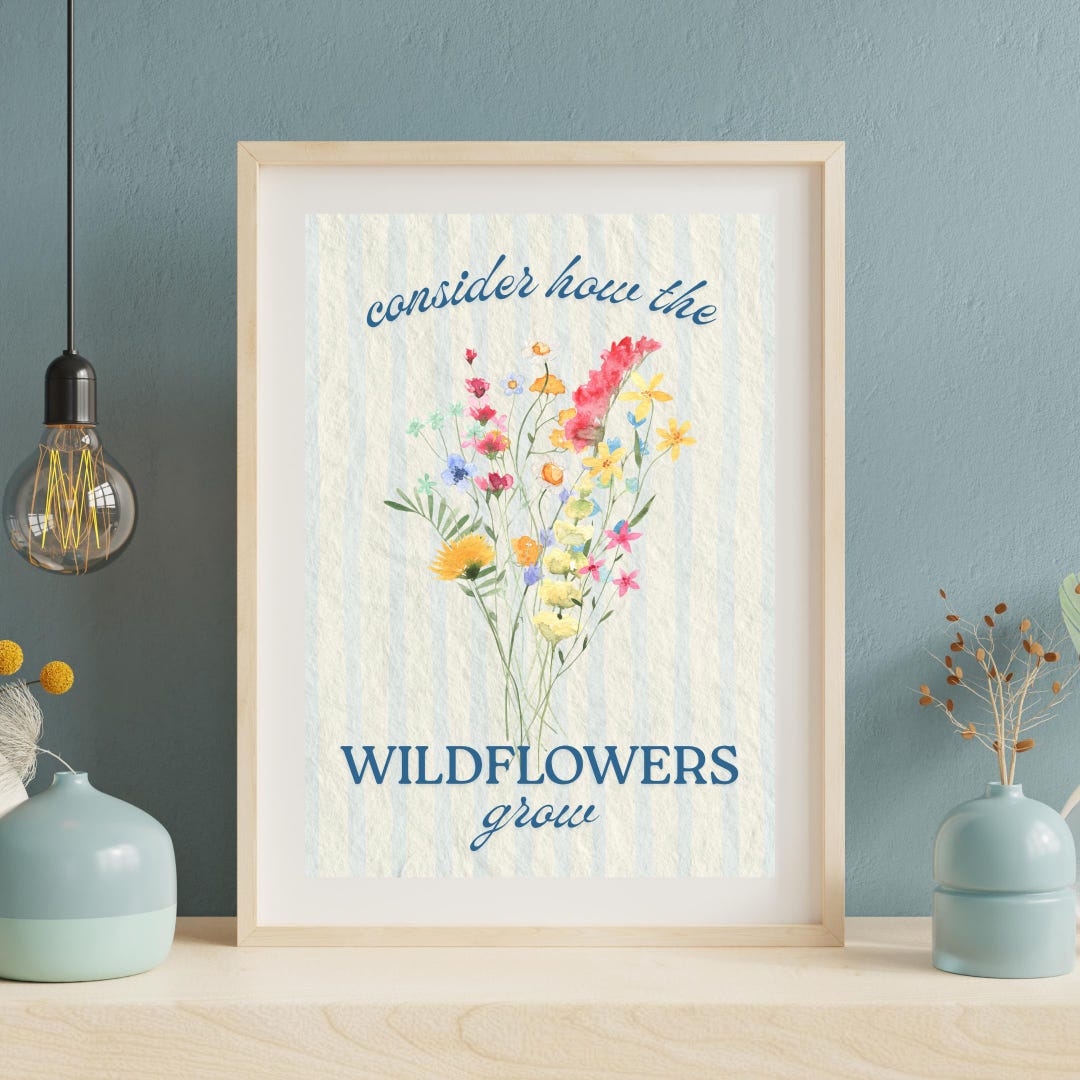 Wildflower Bible Verse Poster | Luke 12:27 Christian Wall Art | 11x14 ...