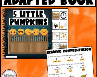 5 Little Pumpkins Adapted Book - NURSERY RHYME Velcro Book - SPED - Halloween
