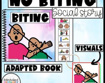 NO BITING Social Story - Biting Adapted Book for Special Ed - Visual PECs