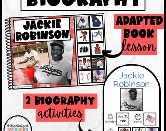 Jackie Robinson Adapted Book + Biography Project | Special Education | Primary