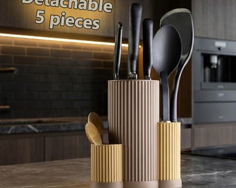 CoreLine Modular Knife & Utensil Holder – Modern Kitchen Organizer (5-Piece) | 3D Print STL