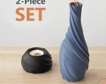 3D Printable Vase & Tealight Holder Set STL files