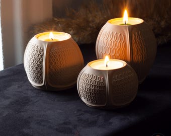 3D Printable  Embossed Pattern Textured Tealight Holder Trio – Set (3 Sizes)
