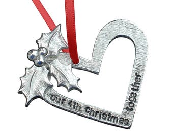 4th Anniversary Christmas Tree Ornament - Reads Our 4th Christmas Together