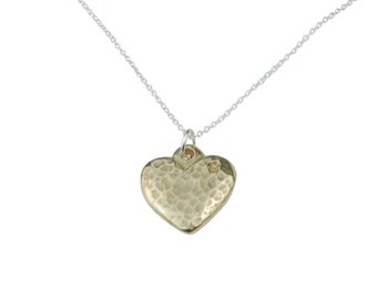 Bronze Beaten Heart Pendant - Stamped 8 in the Corner