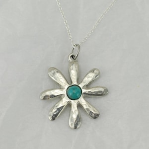 Tin Turquoise Flower Necklace - Matching Earrings Available