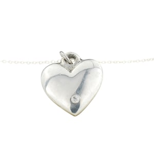 Tin and Diamond Heart Pendant Traditional and Modern 10th Wedding Anniversary Gifts