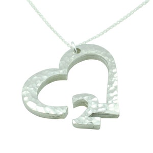 2nd Anniversary Beaten Heart Pendant with Sterling Silver Chain
