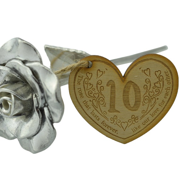 10th Anniversary Forever Rose with Wooden Token