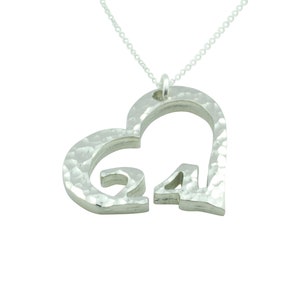 24th Anniversary Beaten Heart Pendant with Sterling Silver Chain