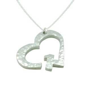 1st Anniversary Beaten Heart Pendant with Sterling Silver Chain