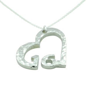 16th Anniversary Beaten Heart Pendant with Sterling Silver Chain