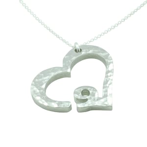 9th Anniversary Beaten Heart Pendant with Sterling Silver Chain