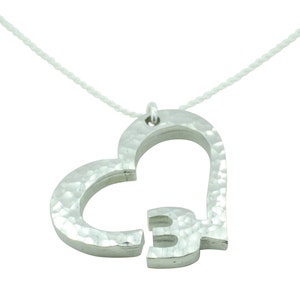 3rd Anniversary Beaten Heart Pendant with Sterling Silver Chain