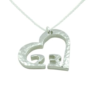 23rd Anniversary Beaten Heart Pendant with Sterling Silver Chain