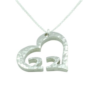 22nd Anniversary Beaten Heart Pendant with Sterling Silver Chain