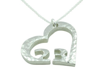 23rd Anniversary Beaten Heart Pendant with Sterling Silver Chain