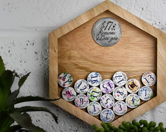 17th Anniversary 17 Reasons I Love You Wooden Wall Frame - Full Colour Love Tokens