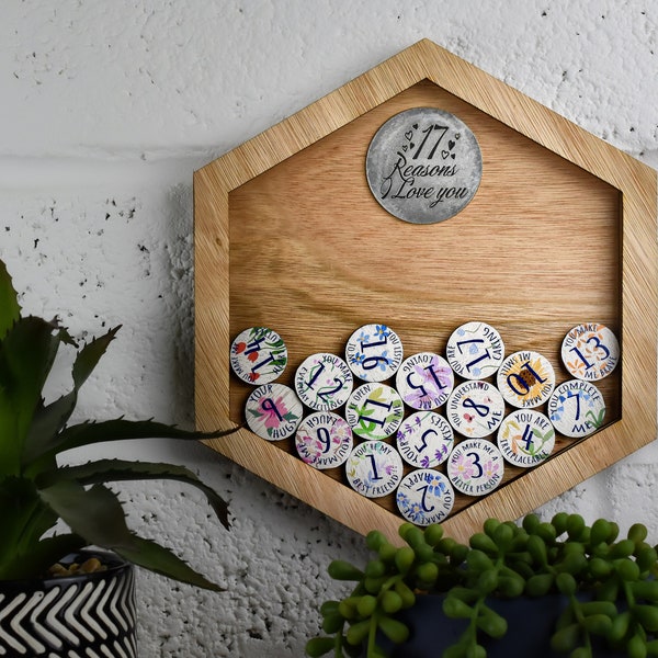 17th Anniversary 17 Reasons I Love You Wooden Wall Frame - Full Colour Love Tokens