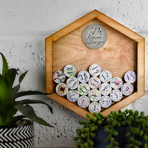 Marco de madera para pared con 19 razones por las que te amo, 19.° aniversario: muestras de amor a todo color