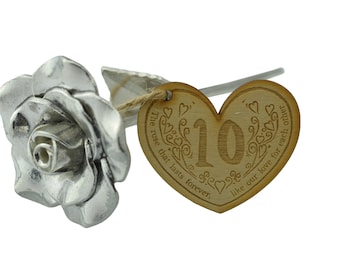 10th Anniversary Forever Rose with Wooden Token