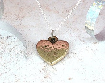 Bronze Beaten Heart Pendant - Anniversary & Birthday Gift