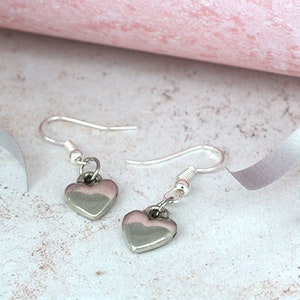10th Anniversary Tin Heart Earrings – Classic Heart Jewellery, Traditional 10 Year Gift for Wife, Timeless Gift for Any Occasion