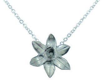 Tin 10th Wedding Anniversary Daffodil Pendant (made from pure tin content)