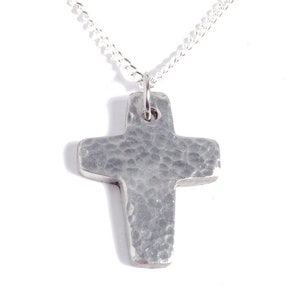 10th Anniversary Ideas Tin Cross Pendant - Hammered Effect Cast From 100% Pure Tin