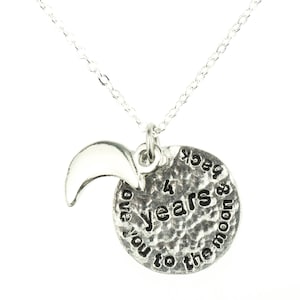 I Love You To The Moon And Back 4th Wedding Anniversary Necklace - Unique 4th Anniersary Gift Idea