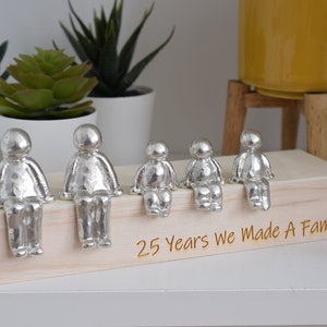 25 Years We Made a Family Sculpture Figurines 25th Anniversary Years 1 to 30 Available Wooden Box Size & Grain Will Vary image 3