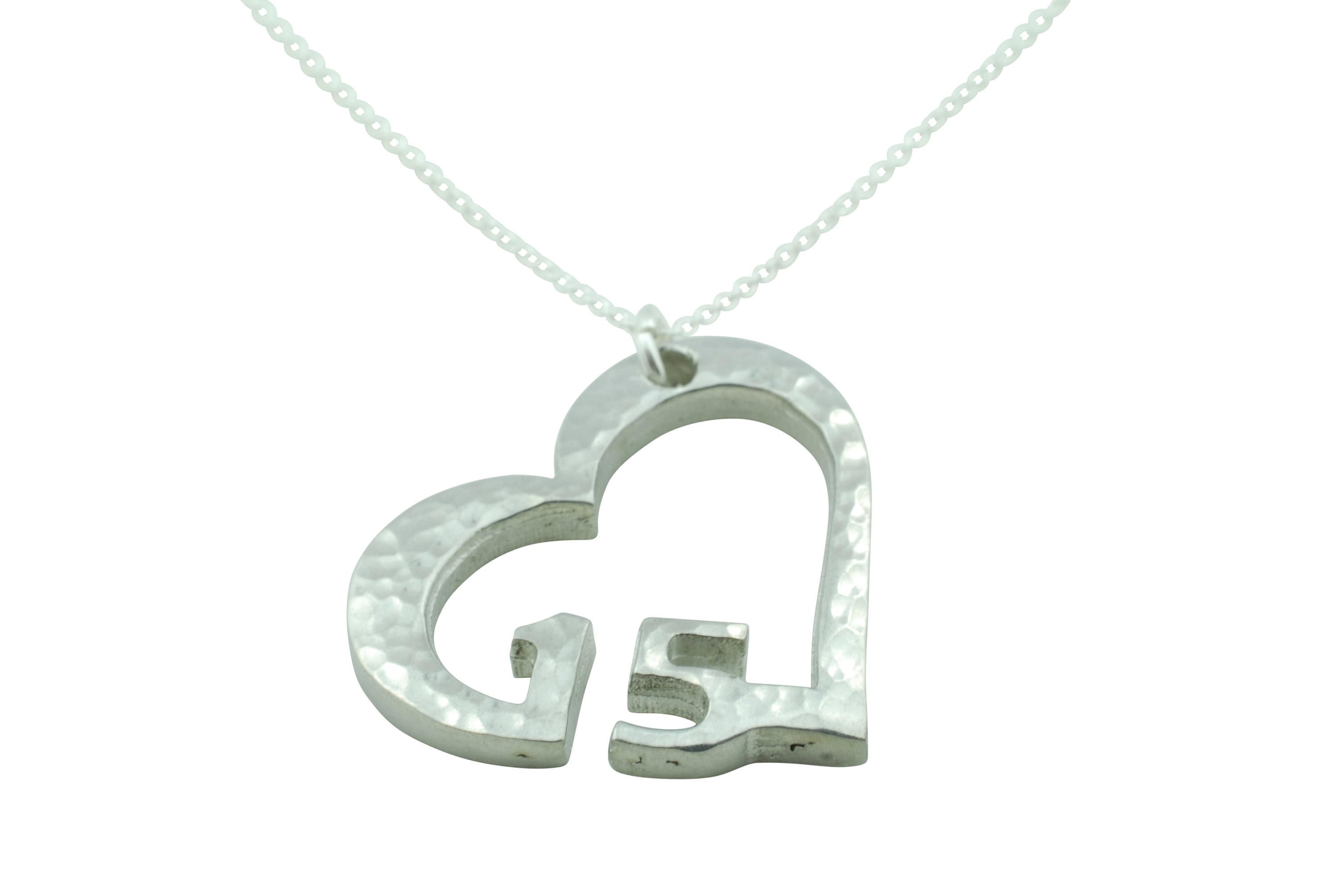 Beaten Heart Pendant with Sterling Silver Chain
