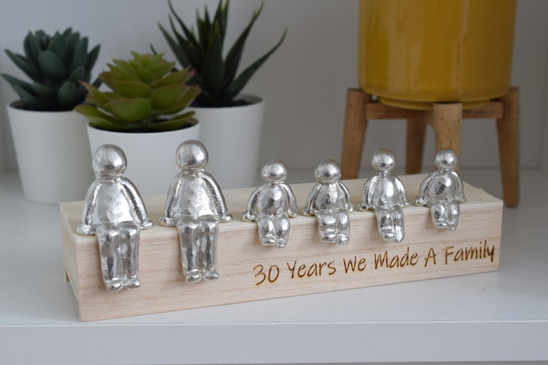 30 Years We Made a Family Sculpture Figurines 30th Anniversary Years 1 to 30 Available Wooden Box Size & Grain Will Vary image 4