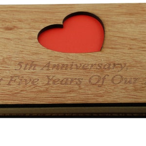 Wood Anniversary Scrapbook Gift Idea Engraved With 'Fifth Anniversary, Best Five Years Of Our Life. image 1