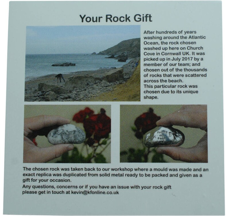 13th Anniversary You Are My Rock Gift Idea Solid Metal Heavy Polished Rock Gift for 13 Year Anniversary image 3