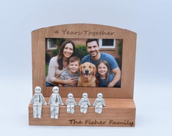 Quadro "4 Anos Juntos" - Porta-retratos personalizado 6x4 com fotos da família - Presente para o quarto aniversário ou para casais