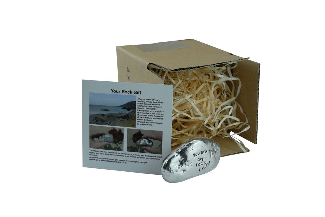 Regalo 11° Anniversario: Pietra "You Are My Rock" In Metallo Massiccio Lucidato, Regalo Originale Per Lui O Lei