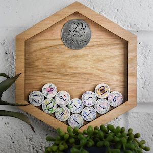 12º aniversario 12 Reasons I Love You Marco de pared de madera - Fichas de amor a todo color