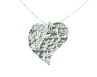 10 Year Anniversary Gift For Her - Pure Tin Off-Shaped Heart Pendant Necklace - 10th Wedding Anniversary Tin Gift Idea For Wife