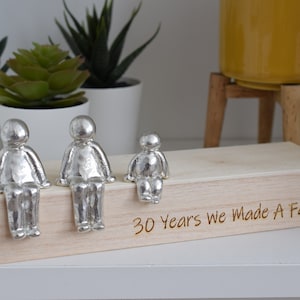 30 Years We Made a Family Sculpture Figurines 30th Anniversary Years 1 to 30 Available Wooden Box Size & Grain Will Vary image 1