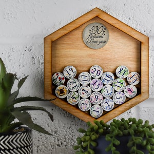 20th Anniversary 20 Reasons I Love You Marco de pared de madera - Fichas de amor a todo color