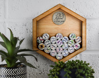 20th Anniversary 20 Reasons I Love You Wooden Wall Frame - Full Colour Love Tokens