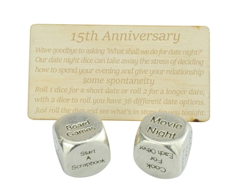 Fifteenth Anniversary Date Night Decider Dice - 15th Anniversary