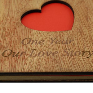 1st Anniversary Scrapbook Engraved With &#39;One Year, Our Love Story&#39;