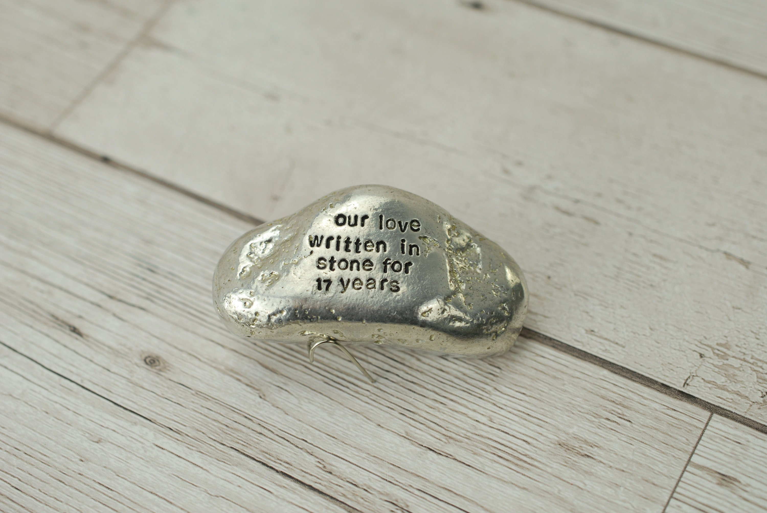 Our Love Written in Stone tin rock keepsake for 17 years