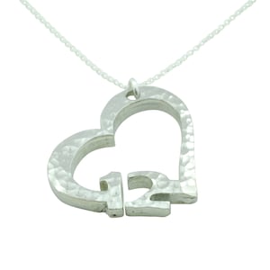 12th Anniversary Beaten Heart Pendant with Sterling Silver Chain